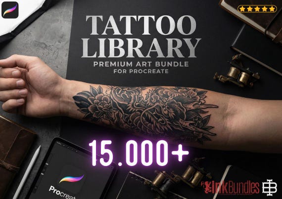 The Tattoo Library 15000+, custom made references compatible with any app! XXL tattoo flash bundle