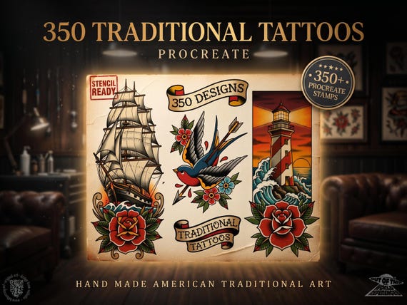 350+ Traditional Tattoo Ideas – Procreate Stamps | Old School