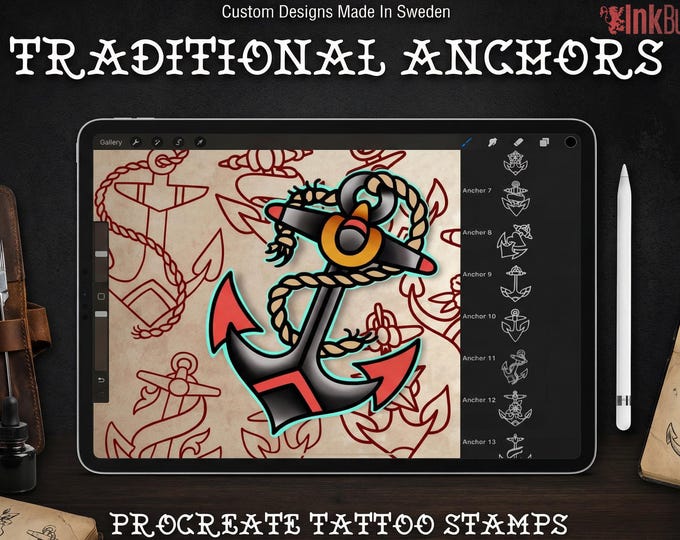 Tattoo references 100 files | Traditional Anchors Flash Art (Digital Download) Procreate PNG SVG EPS