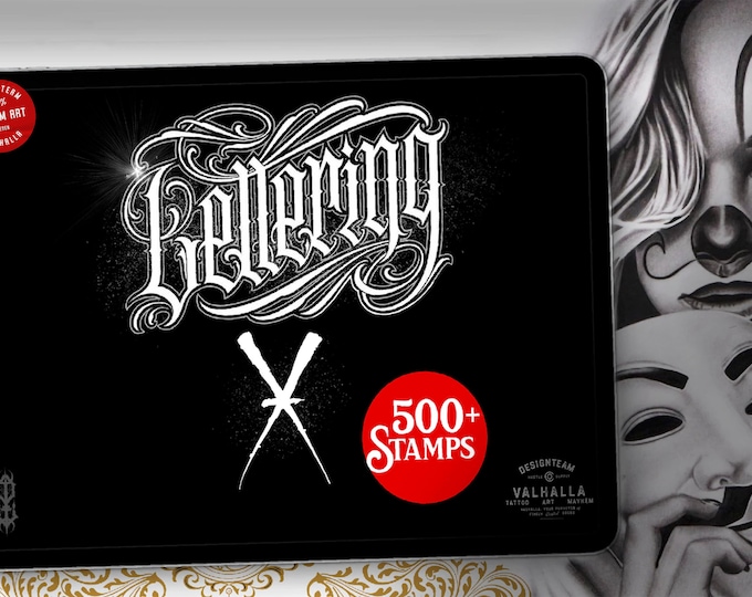 Tattoo Lettering made easy. XL  ~ Tattoo fonts X ~ over 500 stamps!