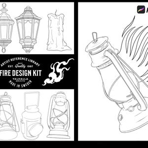 Procreate Stamps Brush Kit: Fire, Lamps, Candles (Digital Download)