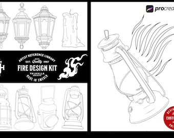 Procreate Stamps Brush Kit: Fire, Lamps, Candles (Digital Download)