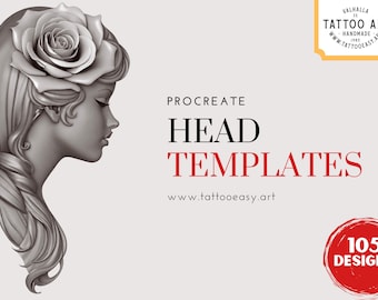 Female head templates, 105 unique designs for artists! custom references for Procreate