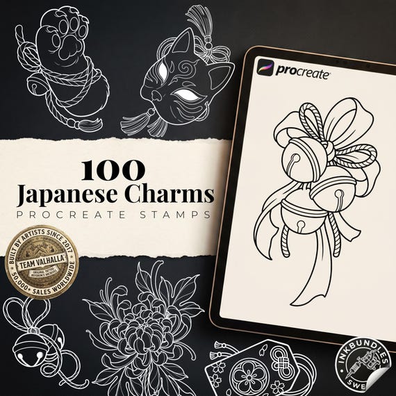 Omamori Lucky Charm Tattoo Stencil art – Japanese Amulets Procreate | PNG | PDF Tattoo References