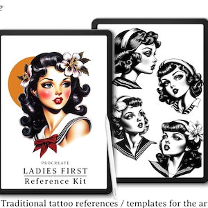 Ladies first ~ 80 traditional ladies + stencil work, custom references for Procreate
