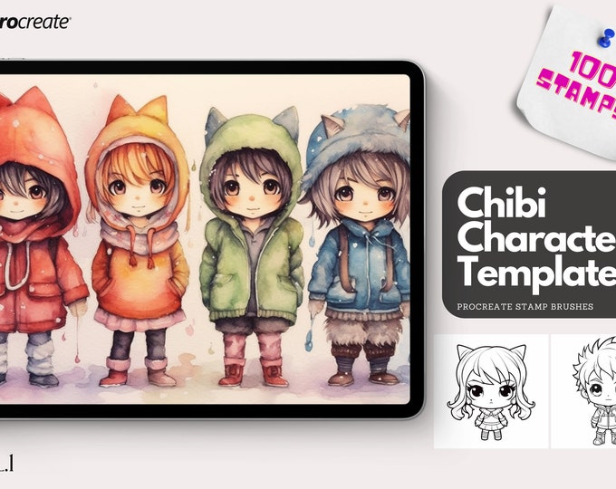 Chibi templates ultimate, custom references for Procreate