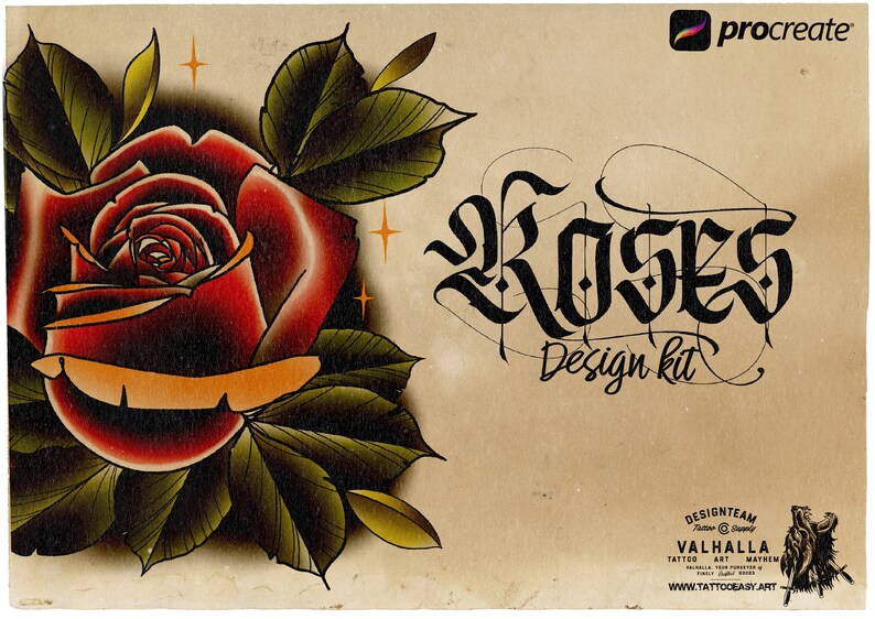 Procreate Tattoo Artist Essentials Roses Lettering Etsy