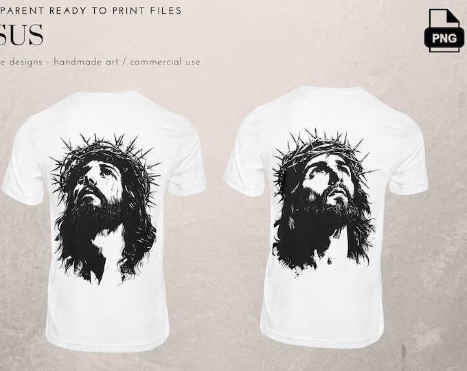 12 Jesus designs,Transparent ready to use files,  Cricut, Svg files, Png files, custom art, Jesus portrait design bundle