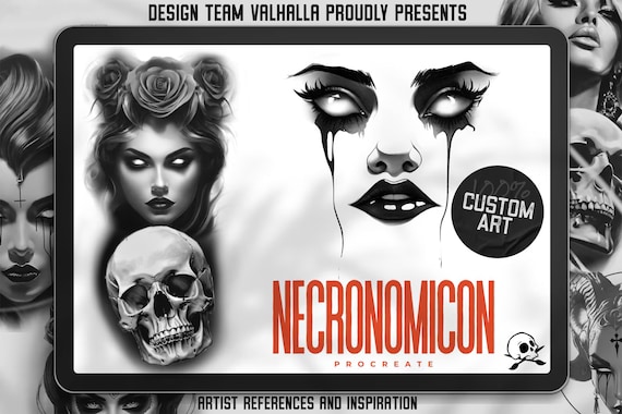 Necronomicon, 100+ dark tattoo inspired stamps for Procreate, unique designs from Team Valhalla