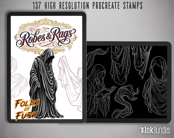 Procreate Robes & Rags | original art | Folds Of Fury | Tattoo references