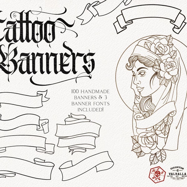 Banner building kit, 100 banners, 3 fonts & some other stuff .| Banners made easy| Tattoo essentials 3