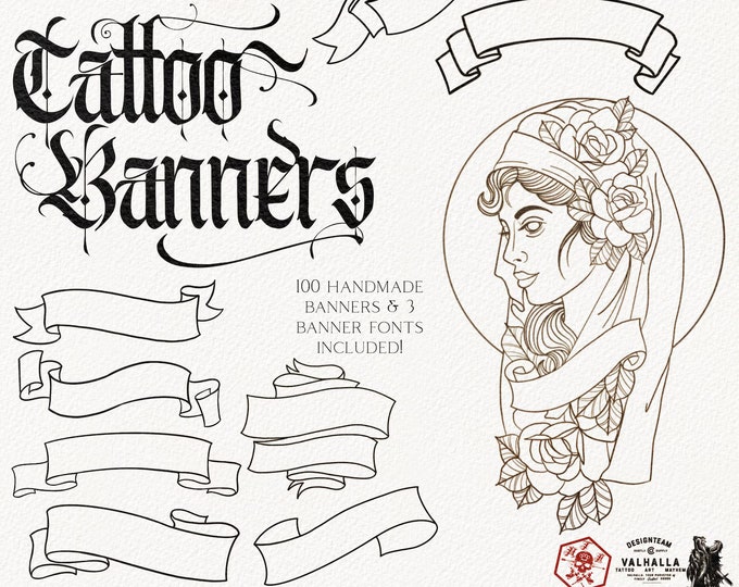 Banner building kit, 100 banners, 3 fonts & some other stuff .| Banners made easy| Tattoo essentials 3