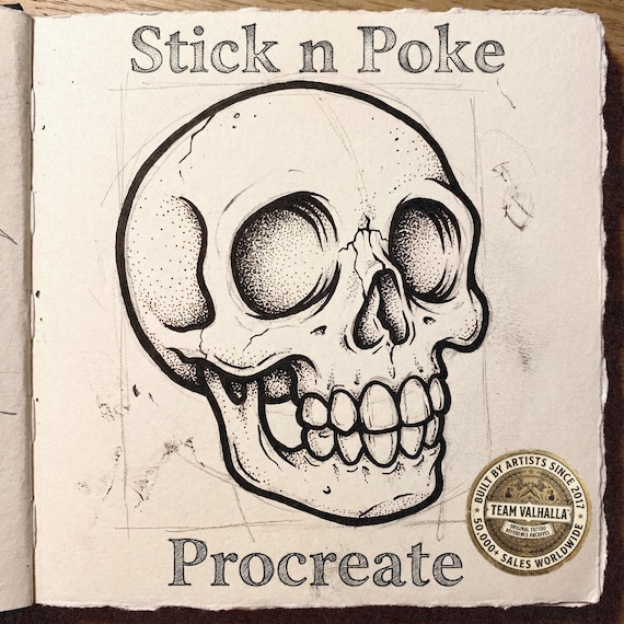 Procreate, stick n poke ~ 100% custom made brushes, designs, canvas & palettes