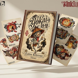 Kit de référence de tatouage Yokai, pochoirs de tatouage japonais PNG + ensemble de pinceaux Procreate, références d'artistes PDF