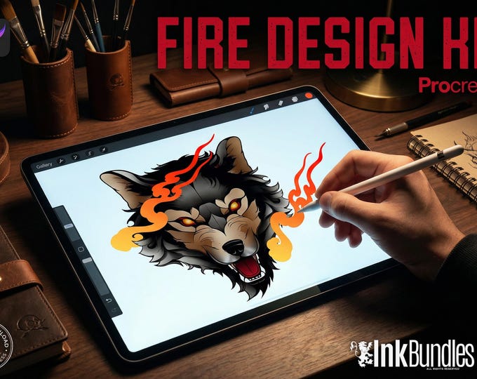 Procreate Stamps Brush Kit: Fire, Lamps, Candles (Digital Download)