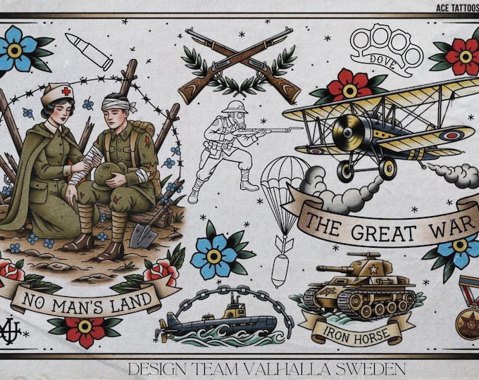 War Tattoo Stencils, Procreate WW1 Art (Digital Download)