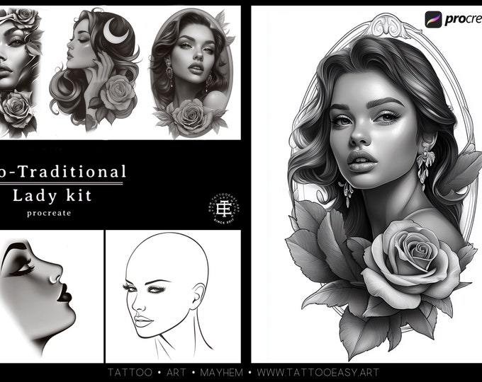 Neo-traditional Ladies creative kit, 280+ custom made quality elements!