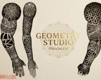 Ornamental Geometry XL, construction kit 250+ brushes and stamps for Procreate