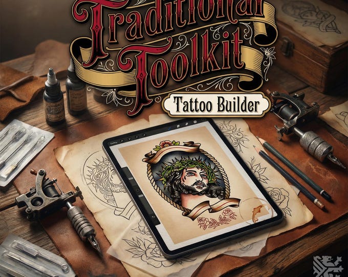 Traditional Tattoo Toolkit for Procreate, Build Your Own Designs, American Traditional Flash Brush Set