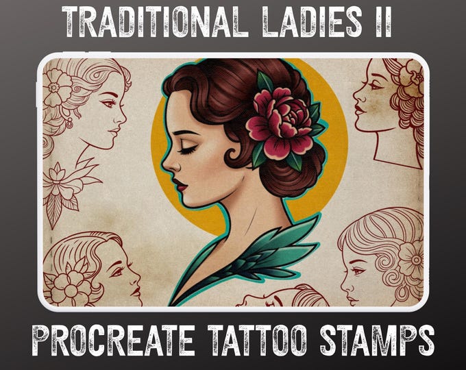 Traditional Tattoo ladies 30 designs – Old School Clipart, lady templates