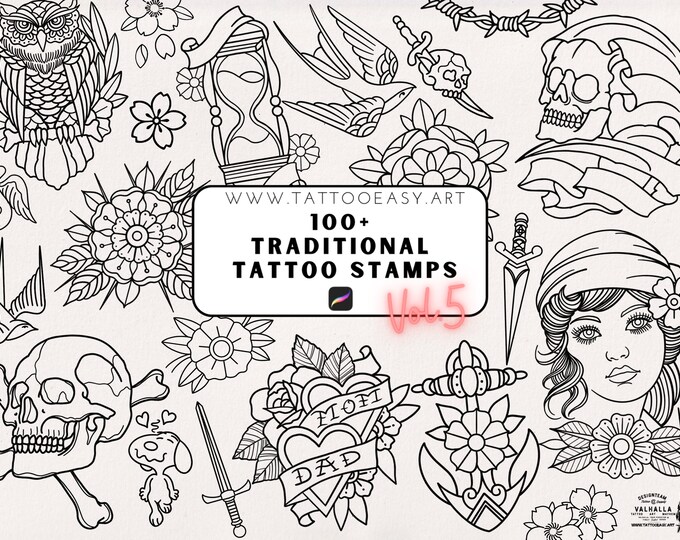 Procreate tattoo art, fillers ,inspiration, references or coloring projects! Design team Valhalla, Traditional vol.5
