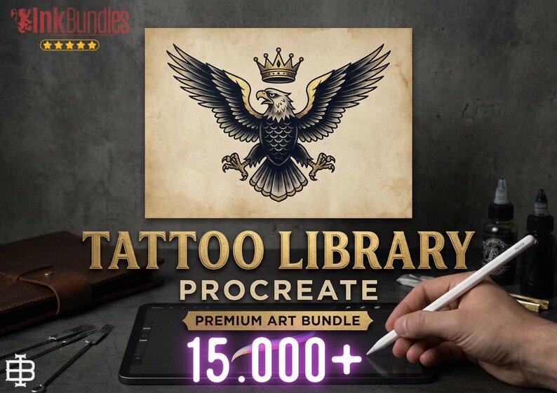 The Tattoo Library 15000+, custom made references compatible with any app! XXL tattoo flash bundle immagine 13