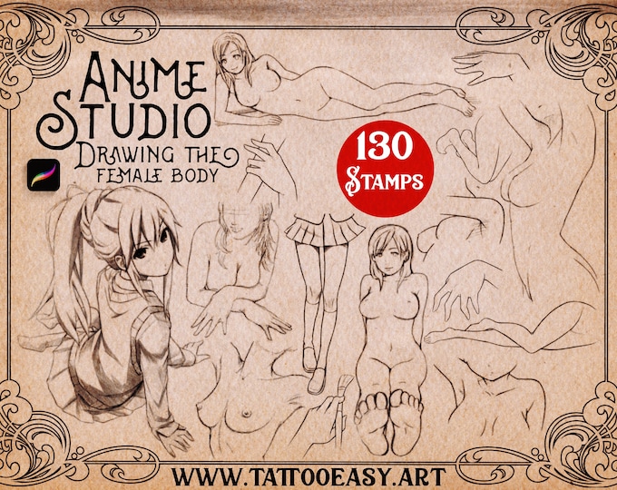 The Anime Studio / Drawing the female body, 160 anatomy stamp brushes, creative set!