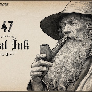 Procreate, paquete de pinceles de tinta real y caligrafía, paquete doble: pinceles personalizados, pinceles de tinta fina y pinceles de alta calidad para Procreate.