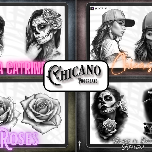Chicano IV ~ chicano sleeve construction kit for Procreate, unique art!
