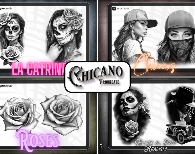 Chicano IV ~ chicano sleeve construction kit for Procreate, unique art!