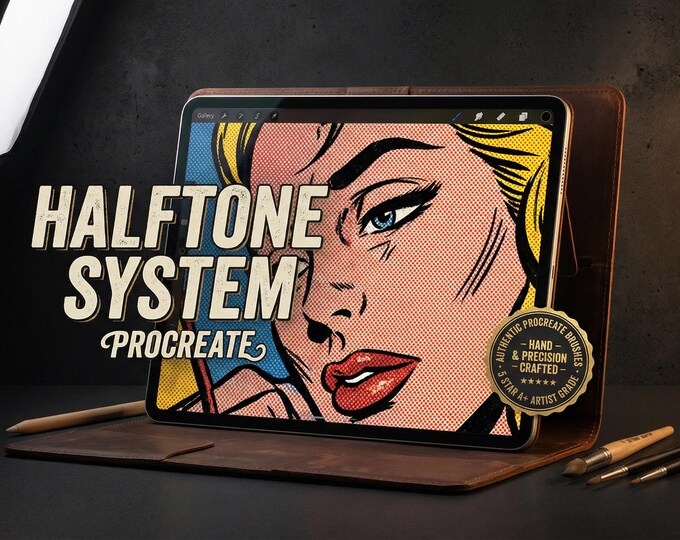 Procreate, 101 Halftones, unique halftone textured brush bundle for Procreate, 100% custom work