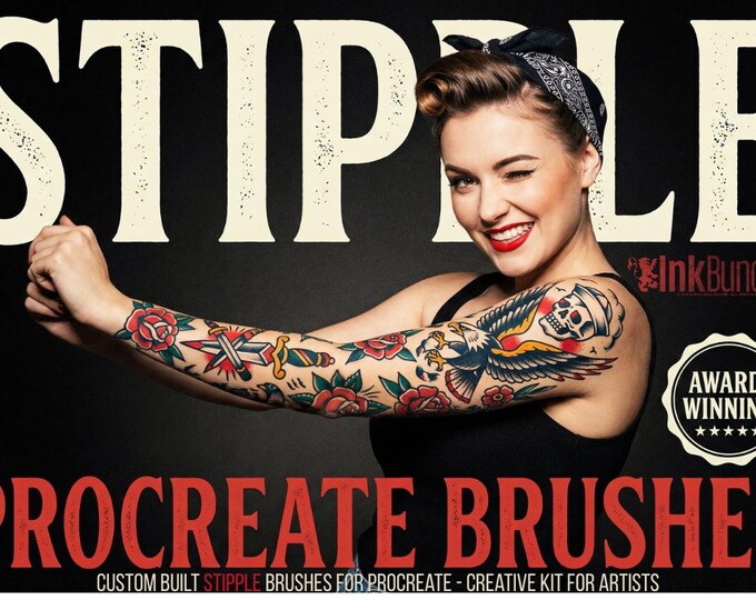 Procreate Stipple Brushes: 62 Custom Tattoo Shaders (Digital Download)