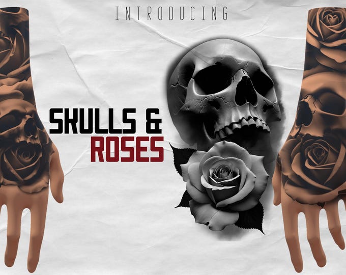 Skulls n’ Roses, Tattoo builder, Design team Valhalla sweden, 32 unique designs for Procreate