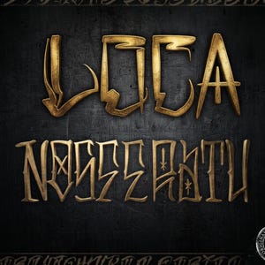 May include: A graphic design featuring the gold-colored text "LOCA NOSFERATU" in a stylized, angular font against a dark, textured black background. A circular emblem with a lion icon and the text "ORIGINAL ART DTV SWEDEN" is in the corner.