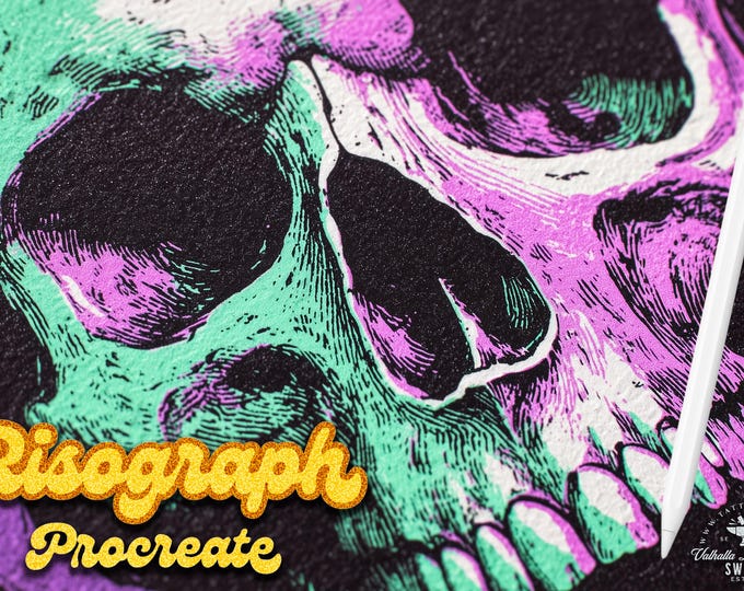 Procreate, Risograph brushes, 14 custom made brushes, original brushes / custom made textures