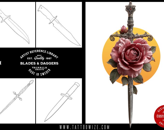 Procreate & png, Artist Reference Library ~ Dagger references, original art for Procreate, ~150 design elements