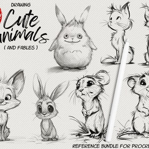 Fangen Sie an niedliche Zeichentrickfiguren zu zeichnen, Design Bundle für Procreate