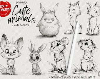 Start drawing cute cartoon characters, design bundle for Procreate