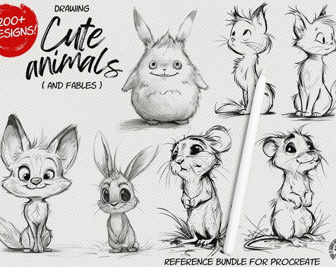 Start drawing cute cartoon characters, design bundle for Procreate