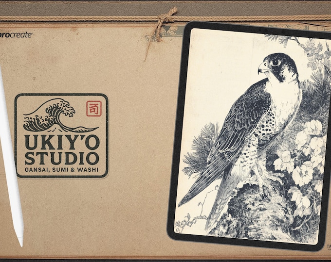 Procreate, Ukiyo Studio Bundle, Japanese watercolor and ink bundle,  XL creative design kit inspired by the japanese masters