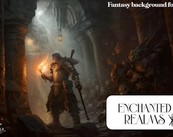 Enchanted Realms; fantasy background design folder 100+ procreate brush stamps!