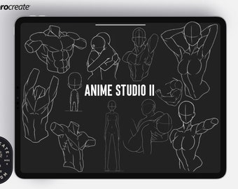The Anime Studio bundle vol.2/ 2~300 guide anatomy stamp brushes, XXL creative set!