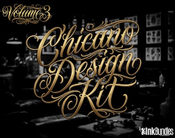 Procreate Tattoo Lettering Kit XL, Chicano Blackletter Fonts, 1200+ Stamps & Brushes