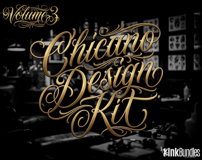 Procreate Tattoo Lettering Kit XL, Chicano Blackletter Fonts, 1200+ Stamps & Brushes