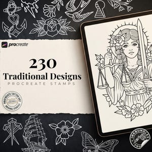 Procreate Traditionelles Tattoo Art Vol 1, 230 oldschool Referenzen (digitaler Download)