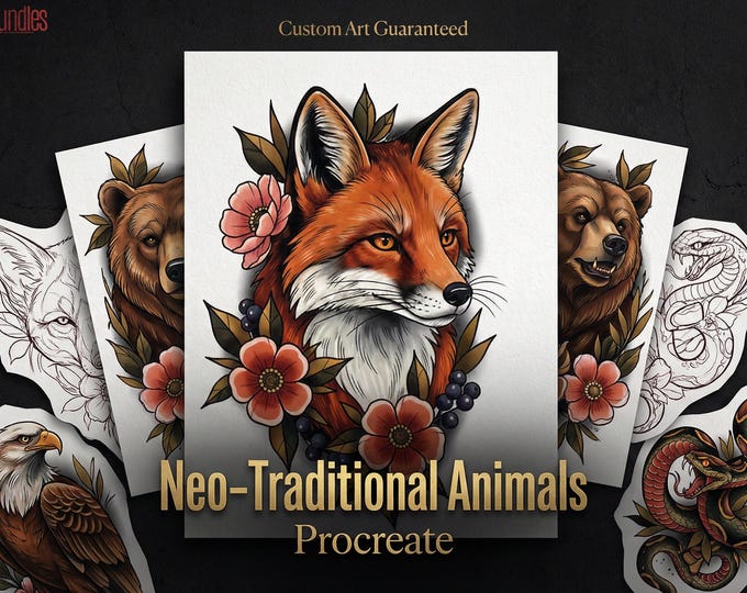 Neo-traditional Animal templates, 170+ original designs