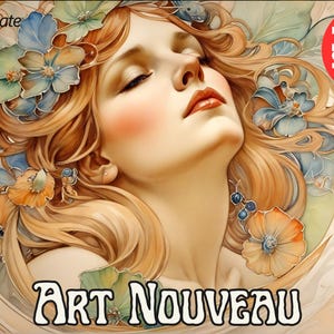Kit creativo Art Nouveau para Procreate, vol. 2 ~ Kit de diseño Art Nouveau, referencias y proyectos para colorear, paquete de diseño de alta calidad