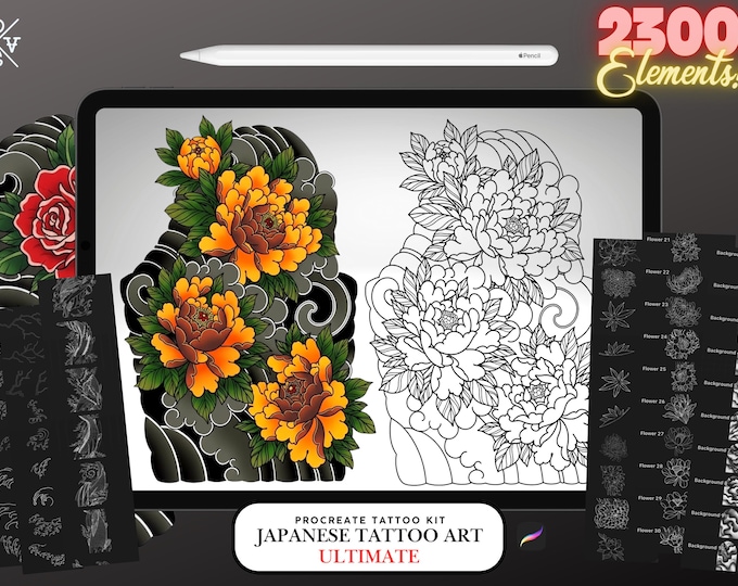 Procreate Brushes & references, Japanese Watercolor and Ink Studio (Digital Download