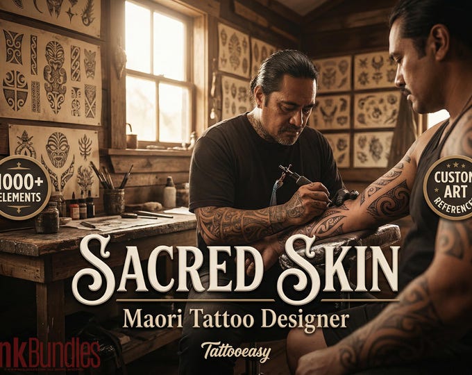 Procreate Tattoo Brushes: Polynesian & Maori Tribal Art Stamps + PNG Bundle