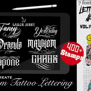 Lettering made easy vol.4, - mega pack, 400+ stamps -tattoo inspired fonts vol.4 / 7 fonts and some extra font stuff